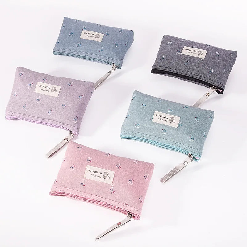 New Flower Print Canvas Women Makeup Bag Toiletries Organize Zipper Bag Travel Wash Pouch Cosmetic Bag Female Make Up Bag