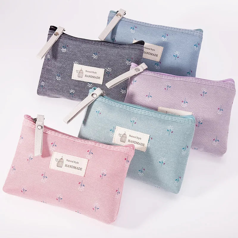 New Flower Print Canvas Women Makeup Bag Toiletries Organize Zipper Bag Travel Wash Pouch Cosmetic Bag Female Make Up Bag