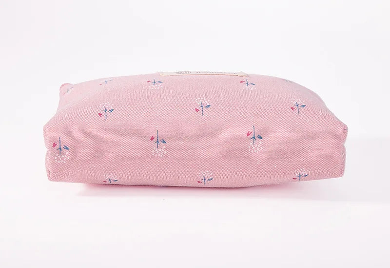 New Flower Print Canvas Women Makeup Bag Toiletries Organize Zipper Bag Travel Wash Pouch Cosmetic Bag Female Make Up Bag