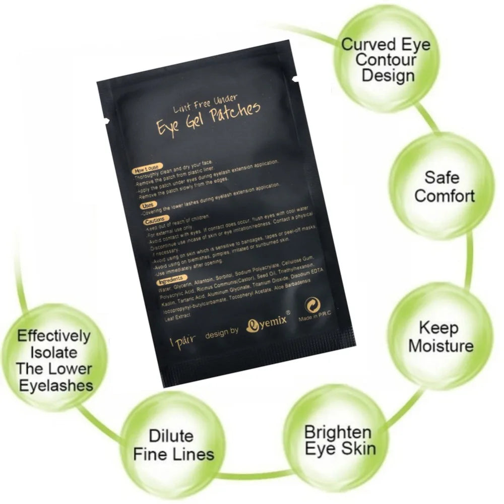 100Pairs Lint Free Under Eye Gel Pads Hydrating Eye Paper Patches Grafted Eyelashes Extension Eye Tips Sticker Wraps Makeup Tool