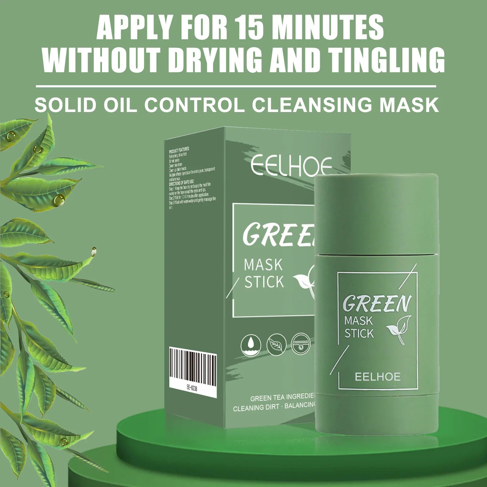 Green tea solid mask deep cleansing hydrating mask stick shrinks pores smearable mud mask stick deep moisturizing tender skin