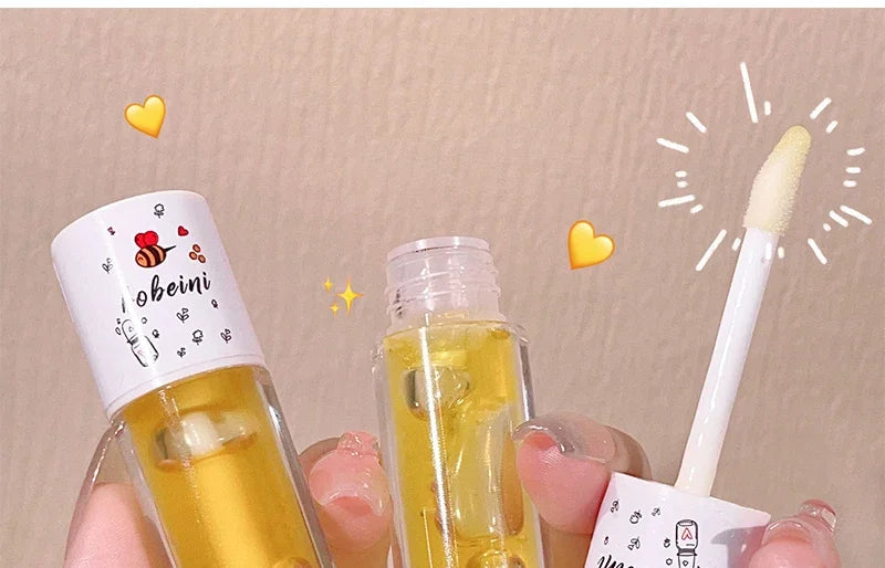 Peach Milk Lip Oil, Bee Lip Balm, Moisturizing Lip Balm, Soothing and Hydrating Lip Oil, Easily Repairs Dry, Cracked Lips