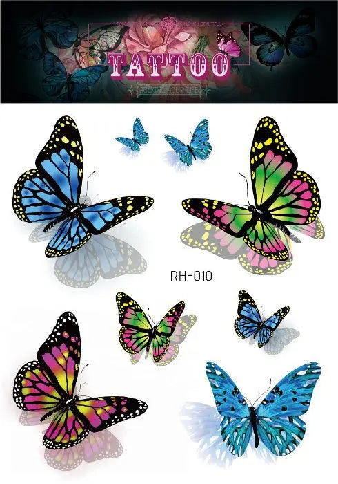 Purple Fairy Butterfly Tattoo Stickers Waterproof Eyes Face Stickers Glitters Body Art Fake Tattoos Dance Music Festival Make Up