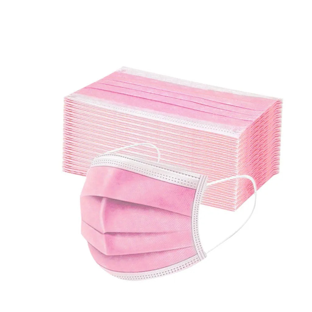 50pcs Women Man Solid Disposable Face Mask 3ply Ear Loop Anti-Pm2.5 Mask Fan Purple Disposable Mask Dustproof And Aesthetically