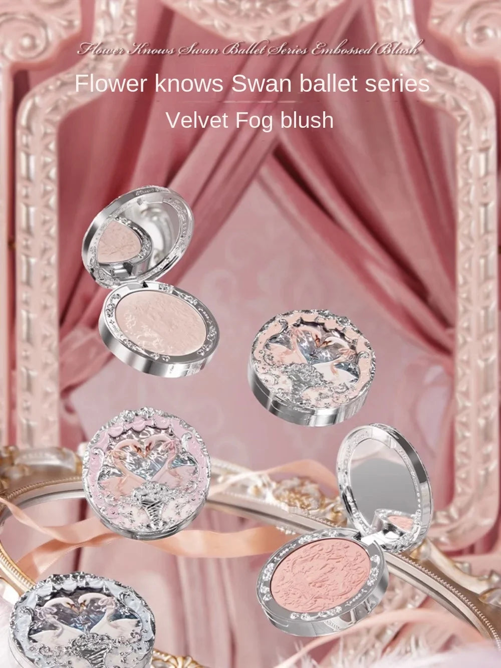 Flower Knows  Embossed Blush Fine Powder Makeup Smooth Long-Lasting Blusher Face Enhancing Makeup Color