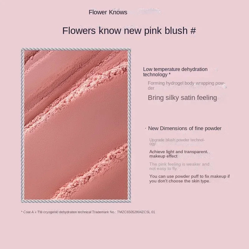Flower Knows  Embossed Blush Fine Powder Makeup Smooth Long-Lasting Blusher Face Enhancing Makeup Color
