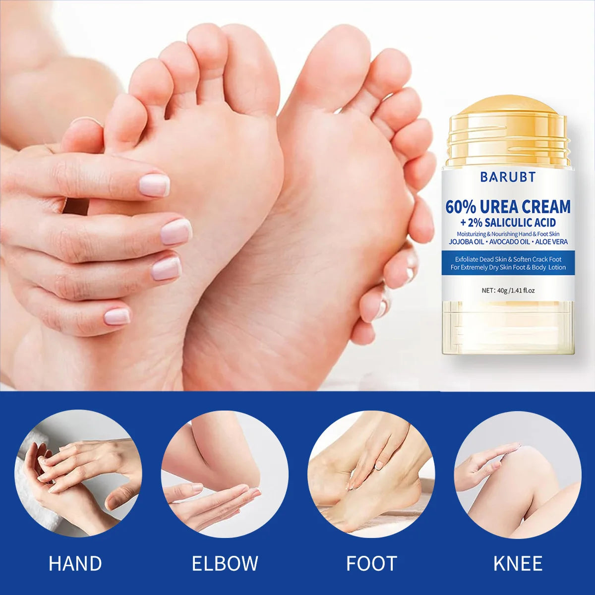 40g Urea Foot Cream Dry Cracked Feet Heel Gentle Exfoliation Softening Skin Ultra-Hydrating Hand Foot Care Cream Stick Protuct