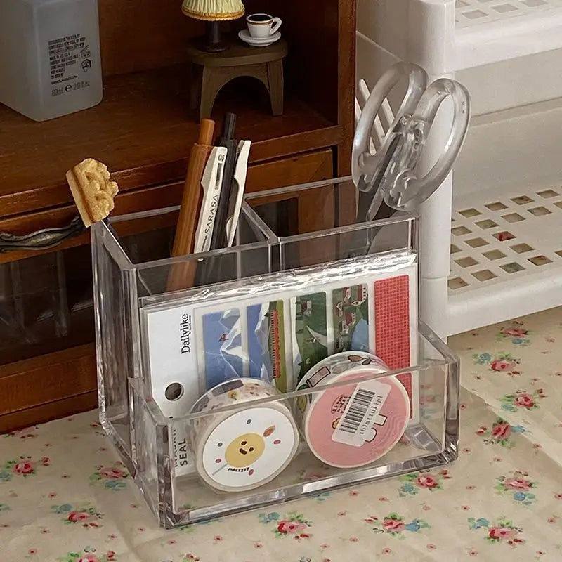 Lipstick Makeup Brush Case,transparent Acrylic Cosmetics Box Make Up Organizer Bucket,desk Pen Holder Jewelry Makeup Storage Box