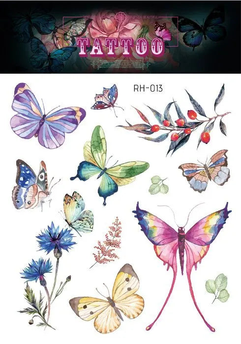 Purple Fairy Butterfly Tattoo Stickers Waterproof Eyes Face Stickers Glitters Body Art Fake Tattoos Dance Music Festival Make Up