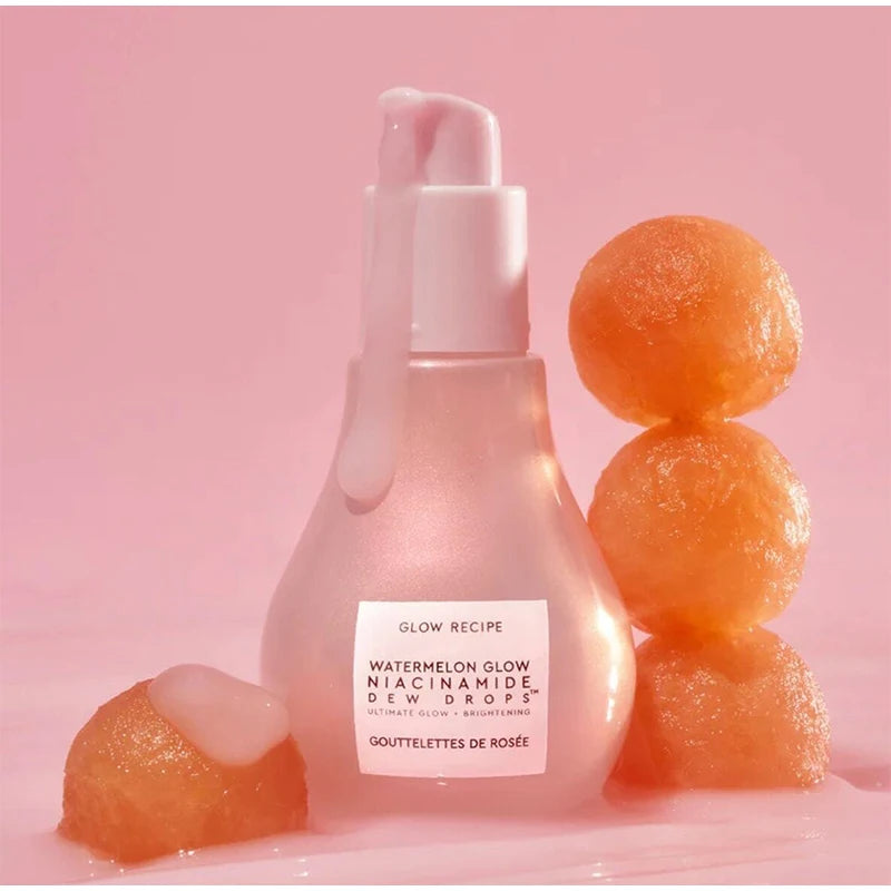 40ML Watermelon Niacinamide Brightening Essence Light Bulb Design W/ Hyaluronic Acid Vitamin E Lightweight Hydrating Face Makeup