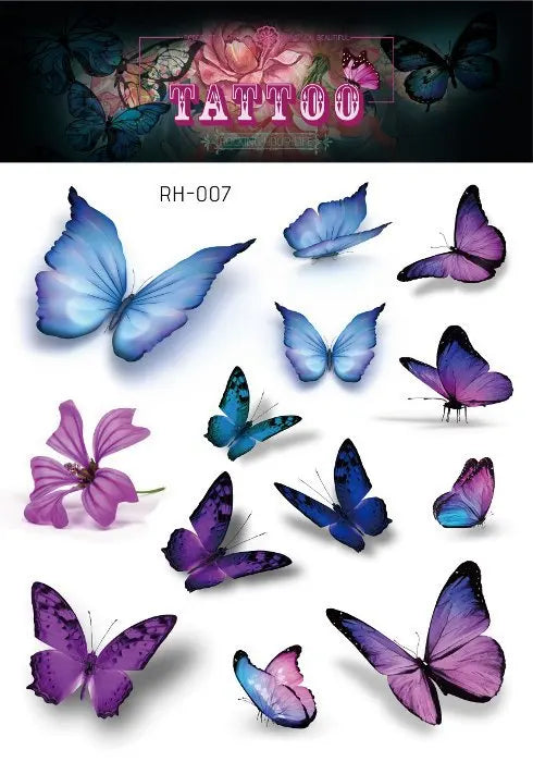 Purple Fairy Butterfly Tattoo Stickers Waterproof Eyes Face Stickers Glitters Body Art Fake Tattoos Dance Music Festival Make Up