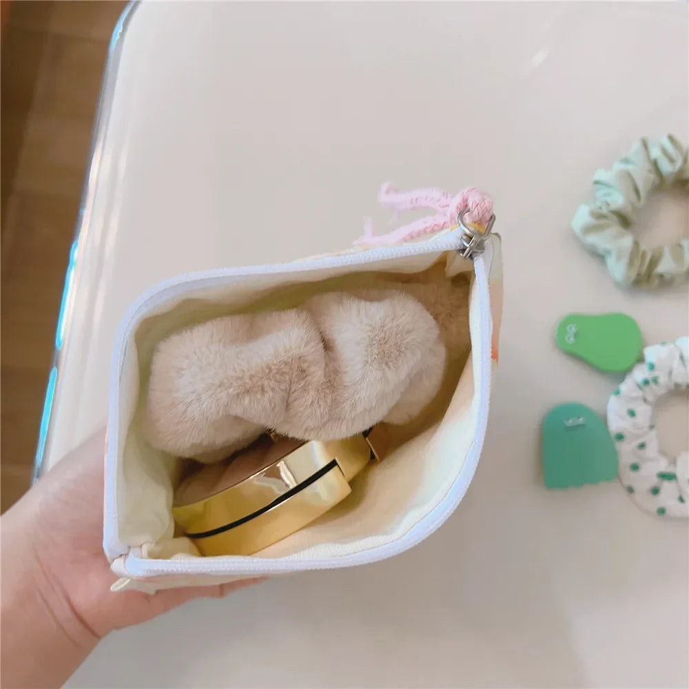 Mini  Make Up Bags Small Zipper Women Cute Floral Clutch Lipstick Bag Key Wallet Lady Cotton Travel Makeup Storage Bag Pouch