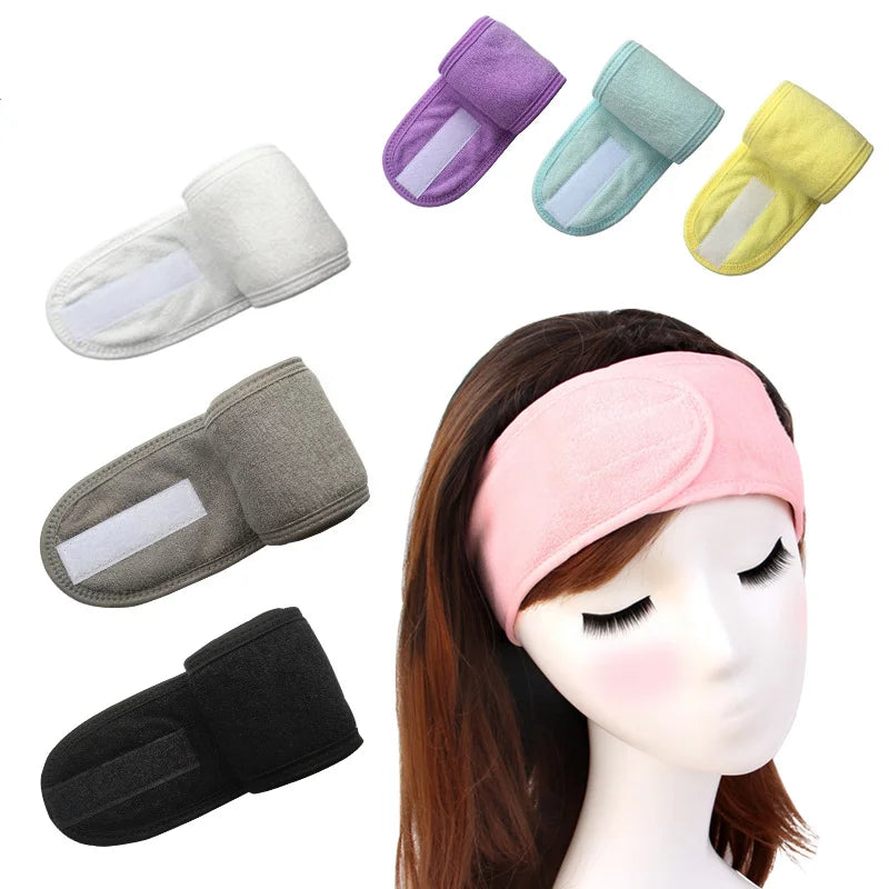 Head Bands Adjustable Wide Hairband Yoga Spa Bath Shower Makeup Wash Face Cosmetic Headband for Women Ladies Make Up Accessories