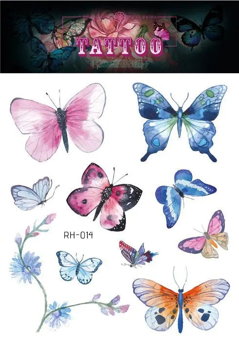 Purple Fairy Butterfly Tattoo Stickers Waterproof Eyes Face Stickers Glitters Body Art Fake Tattoos Dance Music Festival Make Up