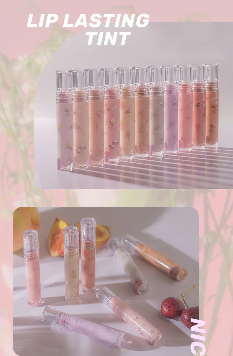 FLORTTE Glow Lip Glaze First Kiss Dew Vitamin Long-Lasting Lip Gloss Lipstick Make Up Mirror Lipgloss