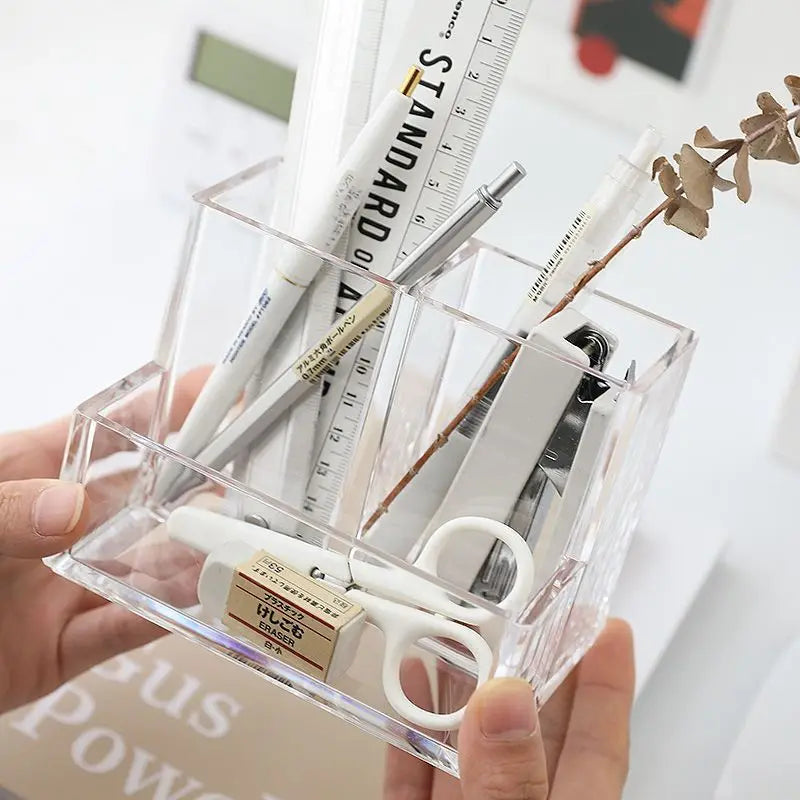 Lipstick Makeup Brush Case,transparent Acrylic Cosmetics Box Make Up Organizer Bucket,desk Pen Holder Jewelry Makeup Storage Box