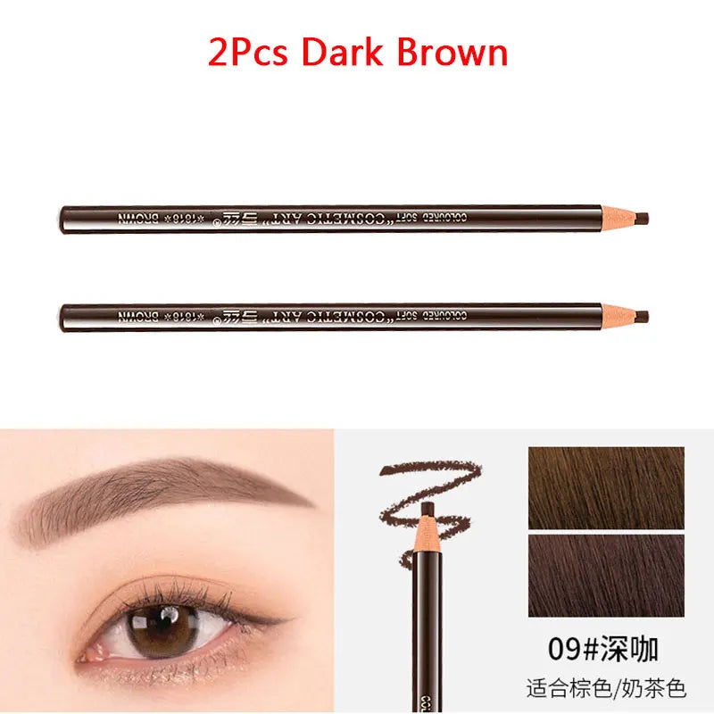 2Pcs Waterproof Eyebrow Pencil Long-lasting 5 Colors Natural Eye Brow Pen Brown Black Enhancer Dye Tint Pen Makeup Tools
