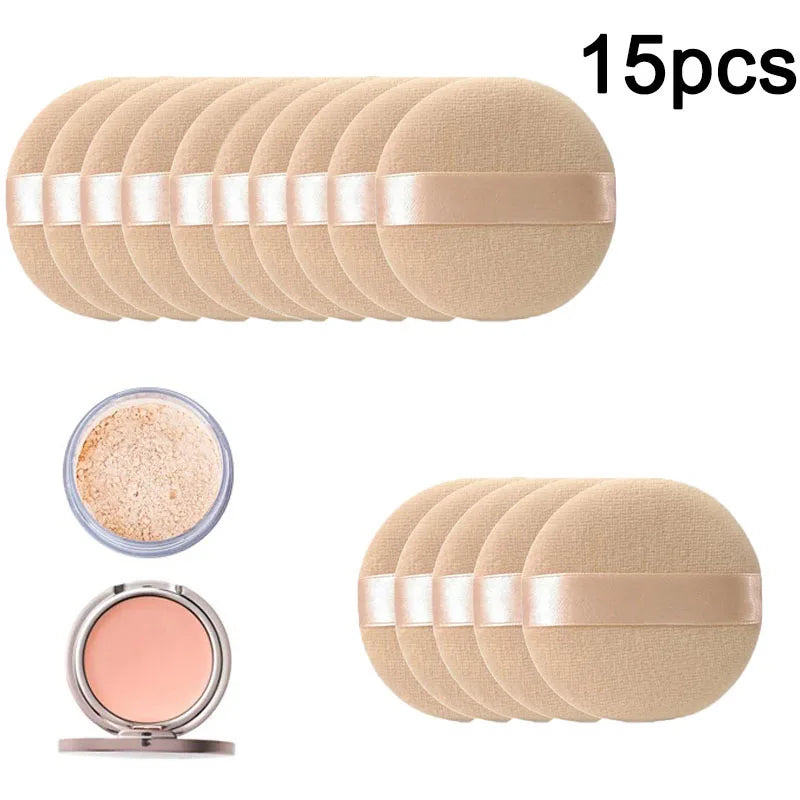 5pcs Round Facial Powder Foundation Puff ,Portable Soft Cosmetic Puff For Makeup Application, Beauty Tool Essential Make Up