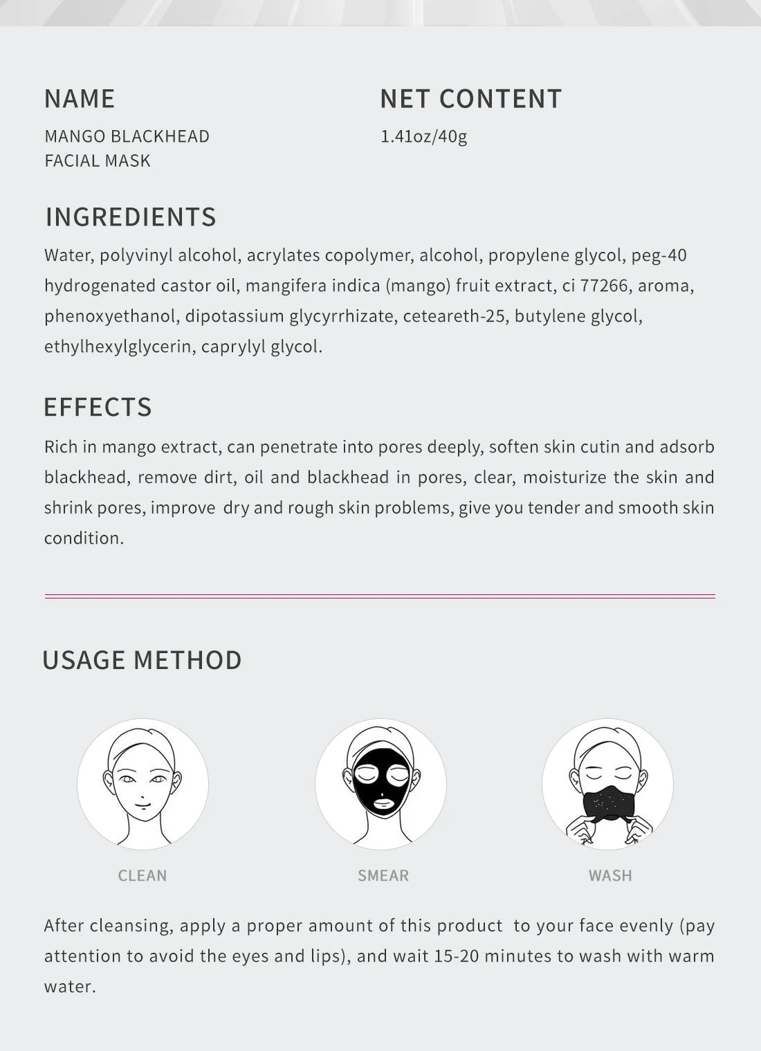 RtopR Mango Blackhead Remover Nose Pack Facial Cleansing Shrink Firming Pore AcneSkin Care Treatment Strip Mask Whitening Cream