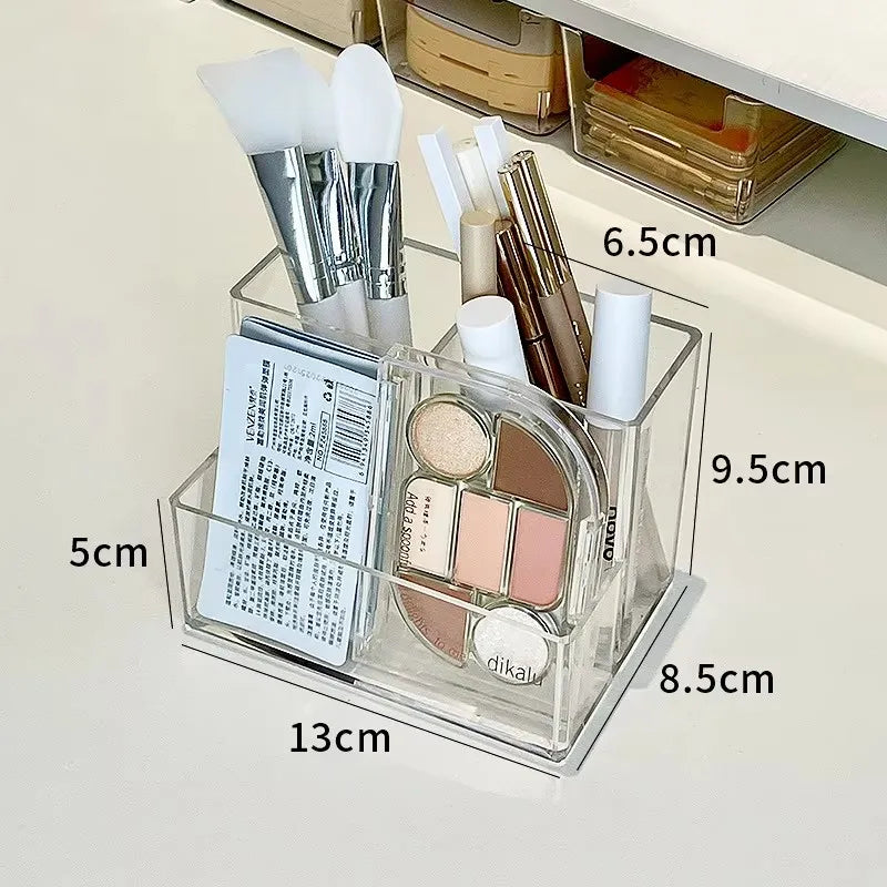 Lipstick Makeup Brush Case,transparent Acrylic Cosmetics Box Make Up Organizer Bucket,desk Pen Holder Jewelry Makeup Storage Box