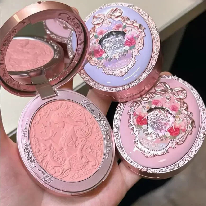 Flower Knows  Embossed Blush Fine Powder Makeup Smooth Long-Lasting Blusher Face Enhancing Makeup Color