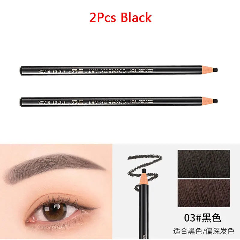 2Pcs Waterproof Eyebrow Pencil Long-lasting 5 Colors Natural Eye Brow Pen Brown Black Enhancer Dye Tint Pen Makeup Tools