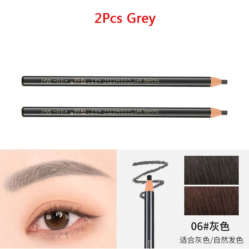 2Pcs Waterproof Eyebrow Pencil Long-lasting 5 Colors Natural Eye Brow Pen Brown Black Enhancer Dye Tint Pen Makeup Tools