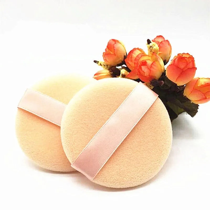 5pcs Round Facial Powder Foundation Puff ,Portable Soft Cosmetic Puff For Makeup Application, Beauty Tool Essential Make Up