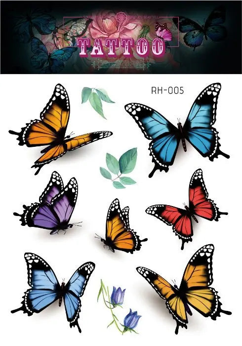 Purple Fairy Butterfly Tattoo Stickers Waterproof Eyes Face Stickers Glitters Body Art Fake Tattoos Dance Music Festival Make Up