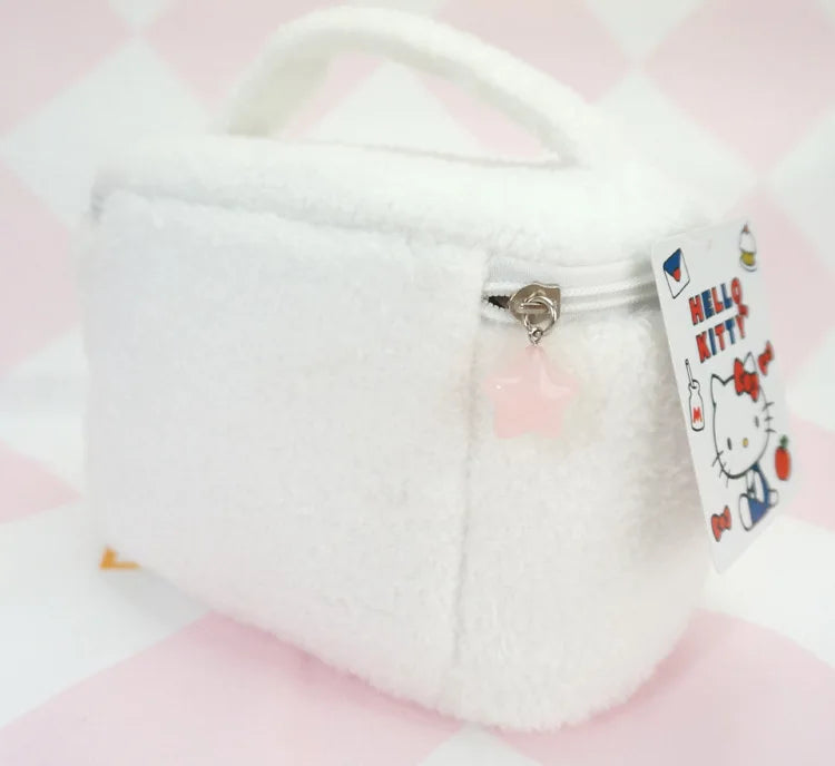 Sanrio Hello Kitty Plush Cosmetic Bag Cute Kuromi My Melody Zipper Large  Women Travel Make Up Toiletry Bag Washing Pouch Pouch