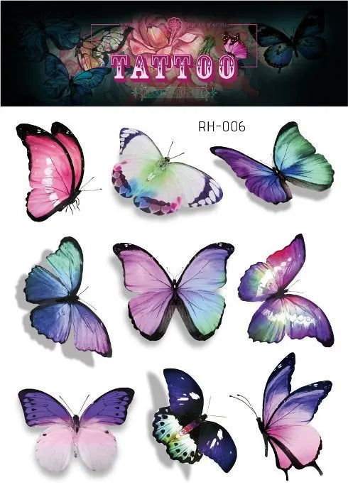 Purple Fairy Butterfly Tattoo Stickers Waterproof Eyes Face Stickers Glitters Body Art Fake Tattoos Dance Music Festival Make Up