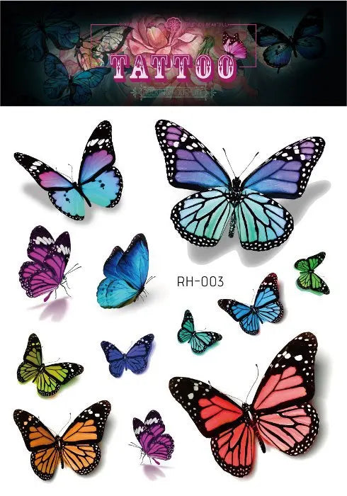Purple Fairy Butterfly Tattoo Stickers Waterproof Eyes Face Stickers Glitters Body Art Fake Tattoos Dance Music Festival Make Up