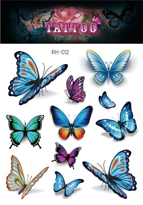 Purple Fairy Butterfly Tattoo Stickers Waterproof Eyes Face Stickers Glitters Body Art Fake Tattoos Dance Music Festival Make Up