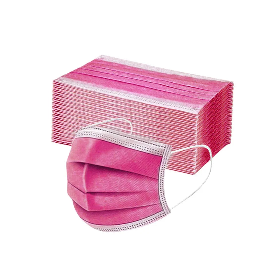 50pcs Women Man Solid Disposable Face Mask 3ply Ear Loop Anti-Pm2.5 Mask Fan Purple Disposable Mask Dustproof And Aesthetically