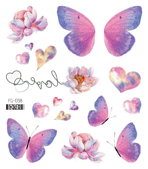 Purple Fairy Butterfly Tattoo Stickers Waterproof Eyes Face Stickers Glitters Body Art Fake Tattoos Dance Music Festival Make Up