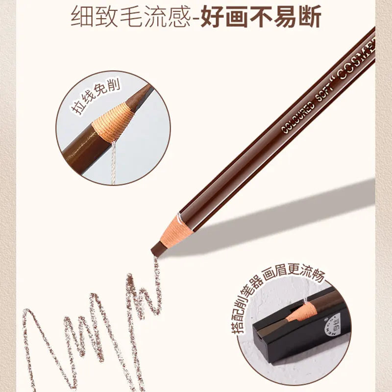 2Pcs Waterproof Eyebrow Pencil Long-lasting 5 Colors Natural Eye Brow Pen Brown Black Enhancer Dye Tint Pen Makeup Tools