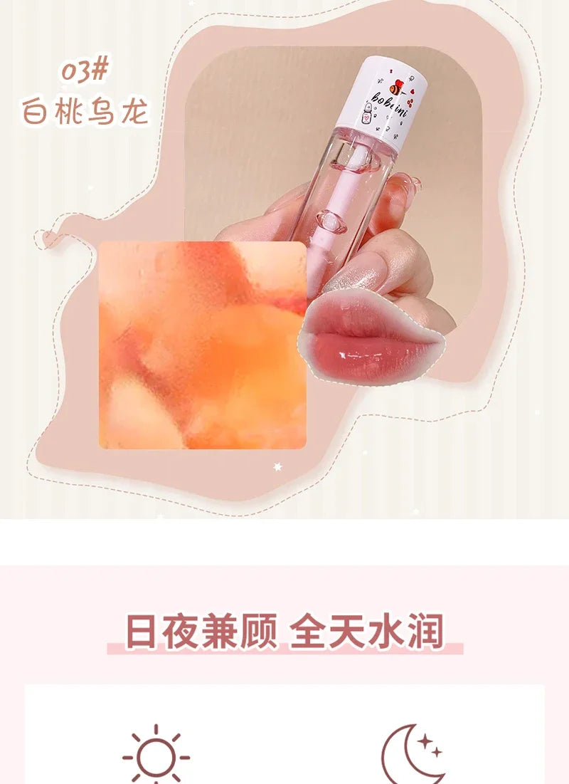 Peach Milk Lip Oil, Bee Lip Balm, Moisturizing Lip Balm, Soothing and Hydrating Lip Oil, Easily Repairs Dry, Cracked Lips