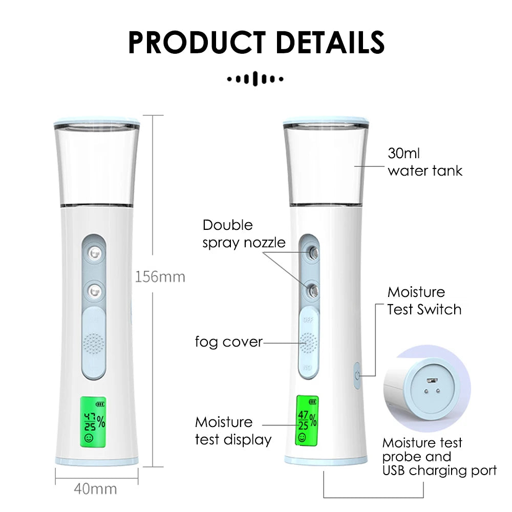 Nano Facial Steamer Mist Spray Eyelash Extensions Cleaning Pores Water SPA Moisturizing Hydrating Face Sprayer USB Rechargeable