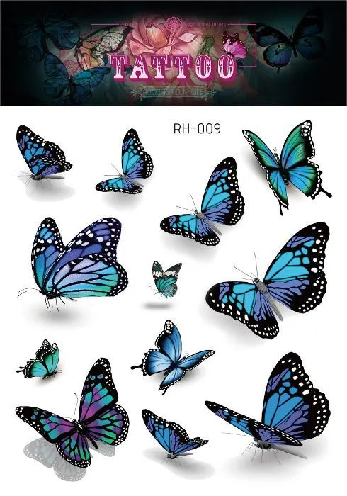 Purple Fairy Butterfly Tattoo Stickers Waterproof Eyes Face Stickers Glitters Body Art Fake Tattoos Dance Music Festival Make Up