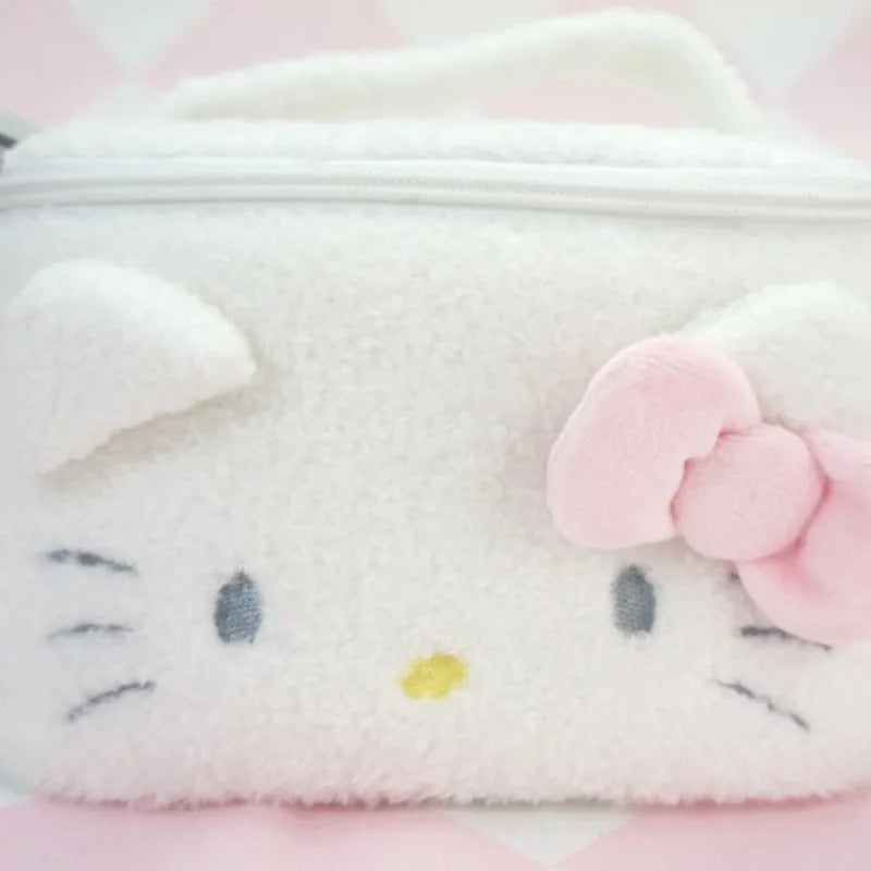 Sanrio Hello Kitty Plush Cosmetic Bag Cute Kuromi My Melody Zipper Large  Women Travel Make Up Toiletry Bag Washing Pouch Pouch