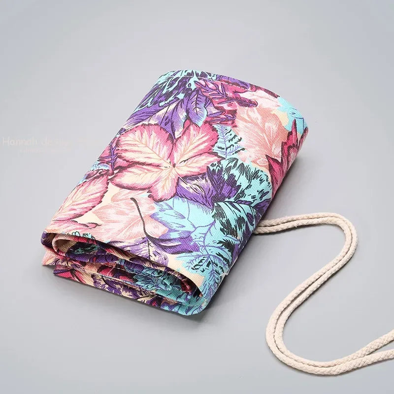 12/36/72 Holes Crayon Bag Pencil Case Japanese Stationery Pencil Make Up Storage Bag Pencil Roll for School Supplies