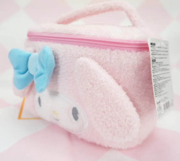 Sanrio Hello Kitty Plush Cosmetic Bag Cute Kuromi My Melody Zipper Large  Women Travel Make Up Toiletry Bag Washing Pouch Pouch