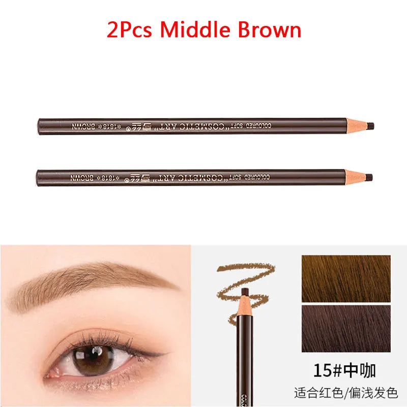 2Pcs Waterproof Eyebrow Pencil Long-lasting 5 Colors Natural Eye Brow Pen Brown Black Enhancer Dye Tint Pen Makeup Tools