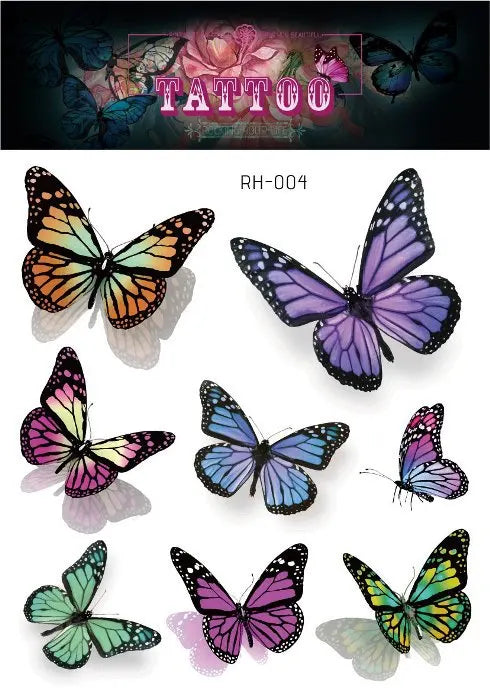 Purple Fairy Butterfly Tattoo Stickers Waterproof Eyes Face Stickers Glitters Body Art Fake Tattoos Dance Music Festival Make Up