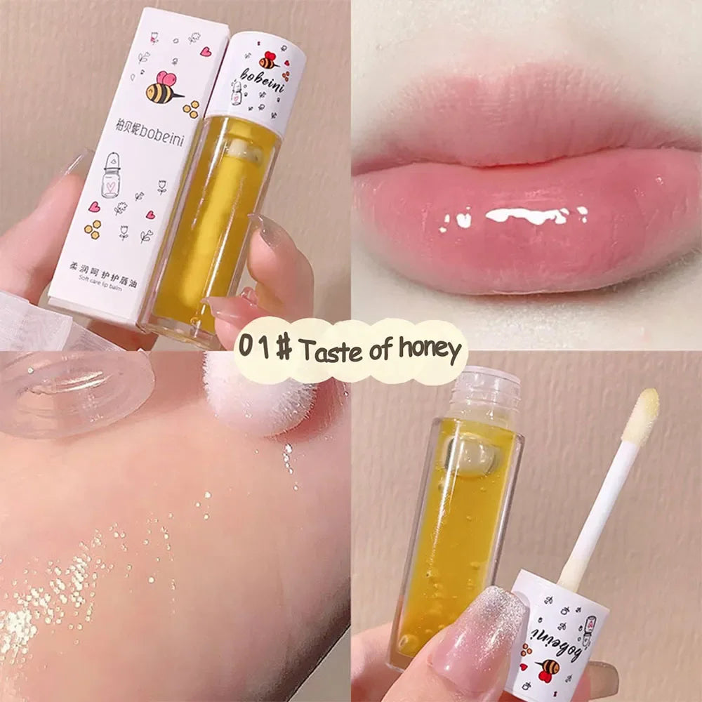 Peach Milk Lip Oil, Bee Lip Balm, Moisturizing Lip Balm, Soothing and Hydrating Lip Oil, Easily Repairs Dry, Cracked Lips