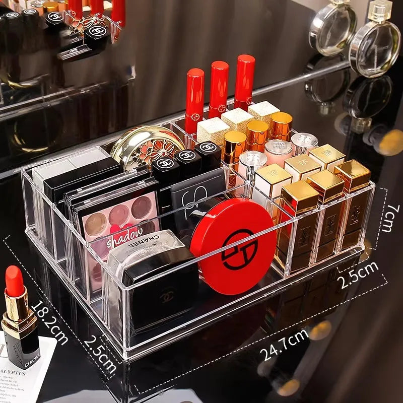 Lipstick Makeup Brush Case,transparent Acrylic Cosmetics Box Make Up Organizer Bucket,desk Pen Holder Jewelry Makeup Storage Box