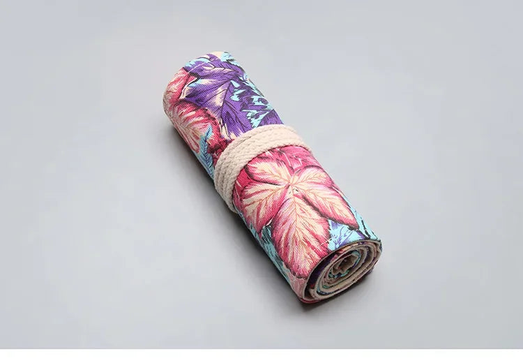 12/36/72 Holes Crayon Bag Pencil Case Japanese Stationery Pencil Make Up Storage Bag Pencil Roll for School Supplies