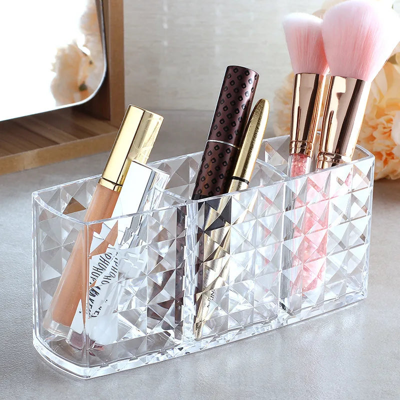 Lipstick Makeup Brush Case,transparent Acrylic Cosmetics Box Make Up Organizer Bucket,desk Pen Holder Jewelry Makeup Storage Box