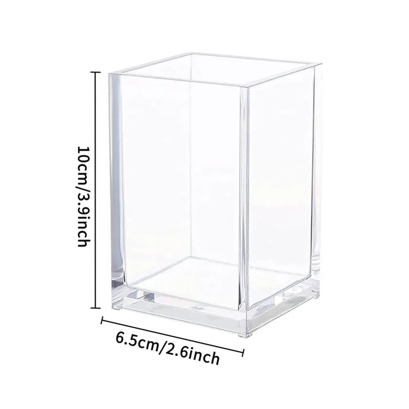 Lipstick Makeup Brush Case,transparent Acrylic Cosmetics Box Make Up Organizer Bucket,desk Pen Holder Jewelry Makeup Storage Box