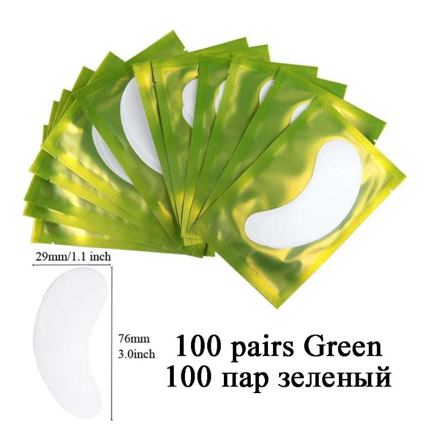 100Pairs Lint Free Under Eye Gel Pads Hydrating Eye Paper Patches Grafted Eyelashes Extension Eye Tips Sticker Wraps Makeup Tool